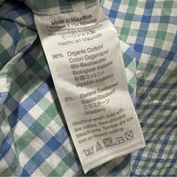 J. Crew Men’s XL Organic Cotton Blue Green Gingham Long Sleeve Button Down Y5 - Picture 4 of 4